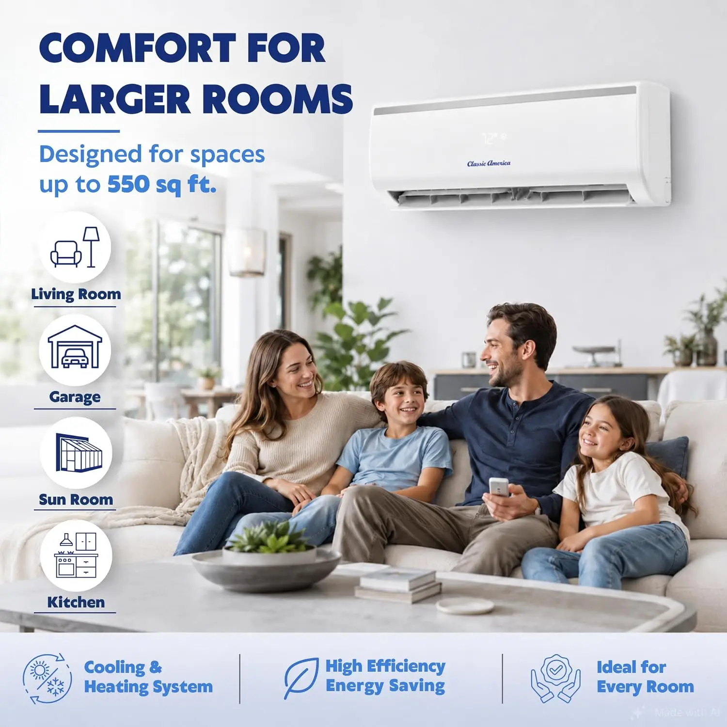 12000 BTU 19 SEER2 Mini Split AC/Heat Pump & 16 ft Line Set, Custom