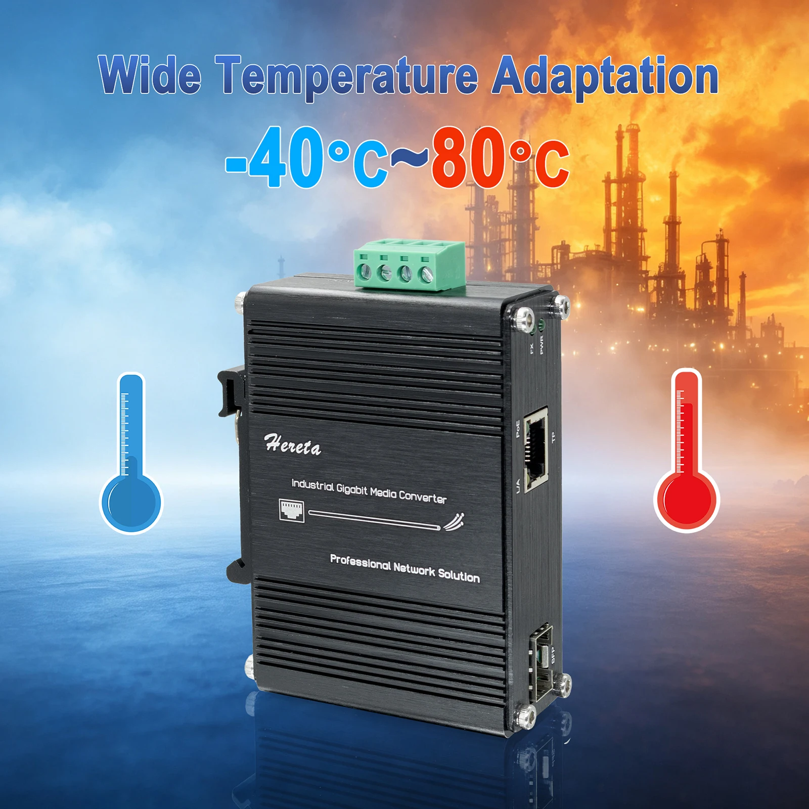 Mini Industrial Gigabit Media Converter 30W PoE Full-Duplex/Half-Duplex RJ45 Ethernet to Fiber Optic Converter Din Rail Mount