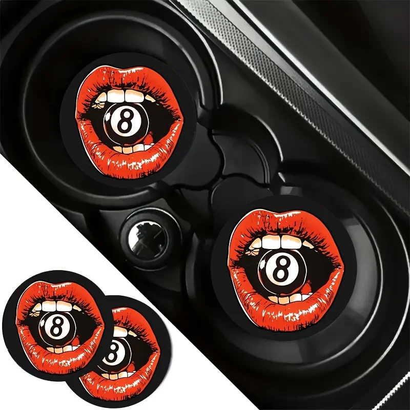 A Gift Suitable For All 4 Seasons. 2 Stylish In My Mouth Black 8 Car Coaster Cup Holder - Waterproof, Easy To Carry