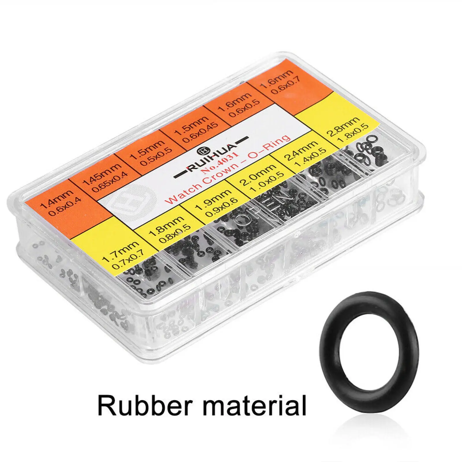 1000Pcs Watch Crown O-Ring Assortment 12 Sizes Rubber Seals Set, Waterproof Gasket Kit for Watch Repair