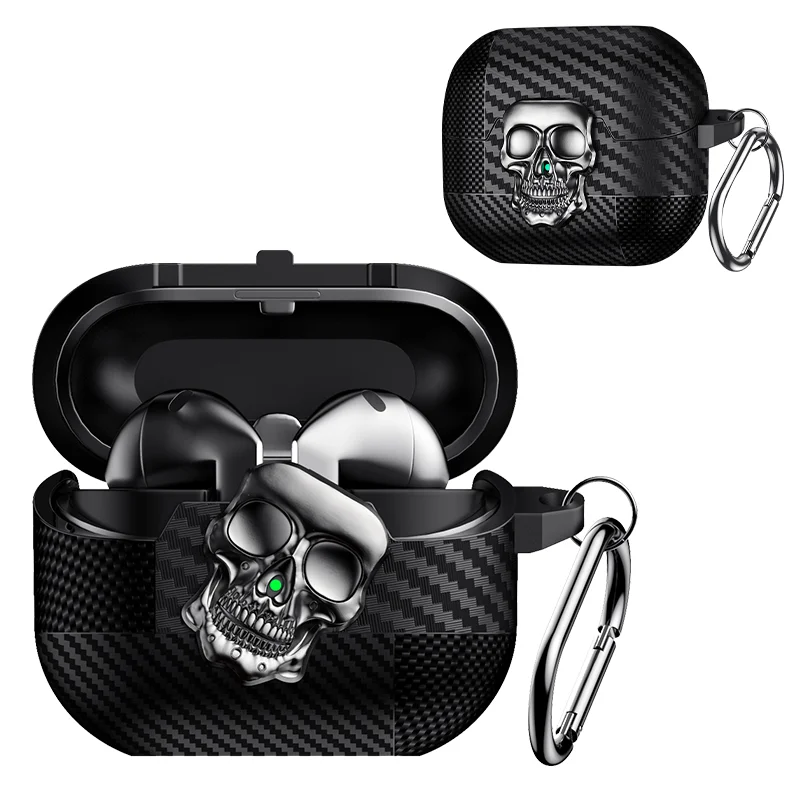 Suit Thug Skull Series Headphone Case For Galaxy Buds3Pro/Galaxy Buds3 Magnetic headphone case Metal Swivel Latch with hook