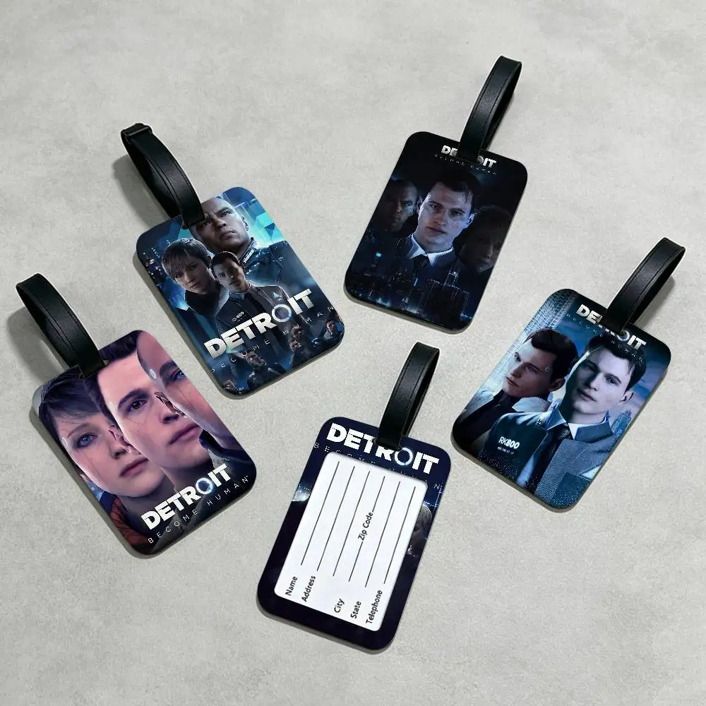 Game D-Detroit Become Human Durable PVC Anti lost Baggage Tag With Info Card Lightweight Luggage Identification Label
