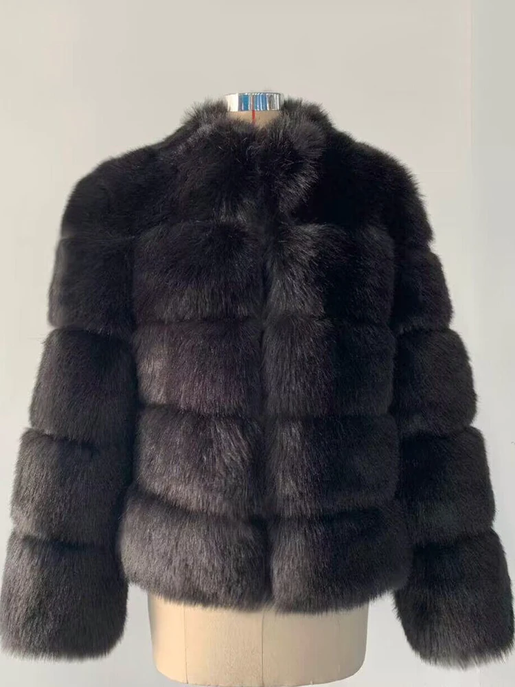 High-quality Faux Fur Jackets Women Autumn Winter Short Fox Fur Coat Fluffy Jacket Luxury Thick Warm Hairy Chaqueta Plush Ceket