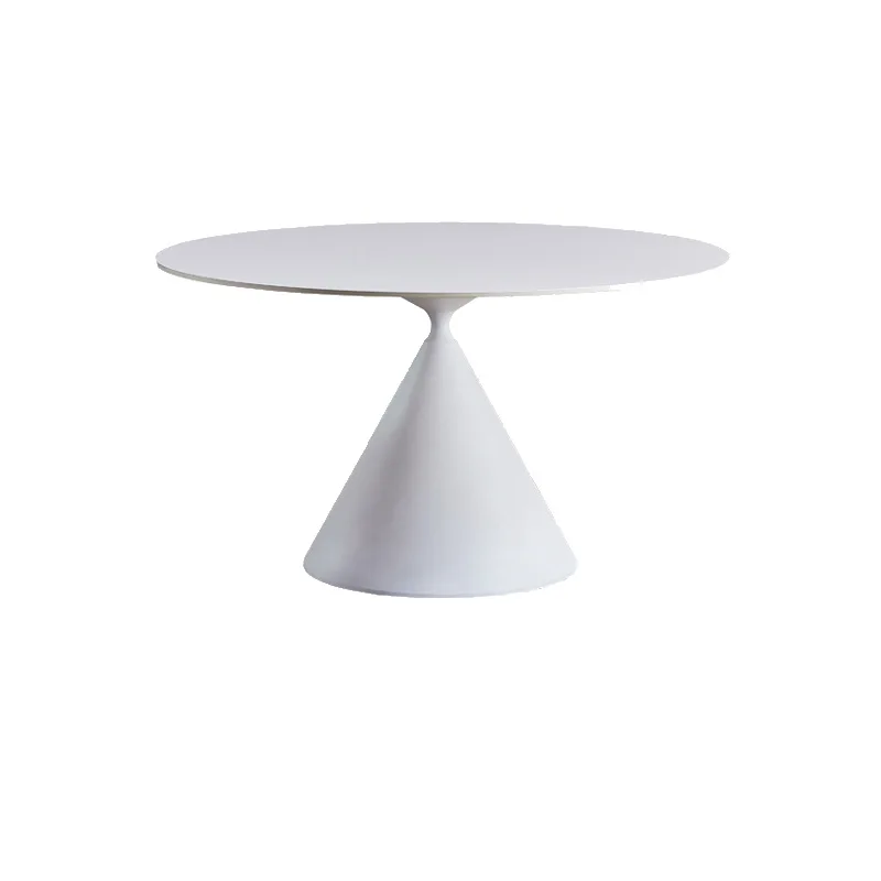 Slate dining table Cream style round table Modern simple pure white