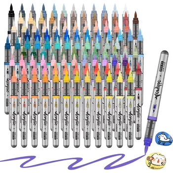 Acrylic Paint Markers ,12 pcs Brush Tip Acrylic Paint Pens Set with 9 Professional Color…