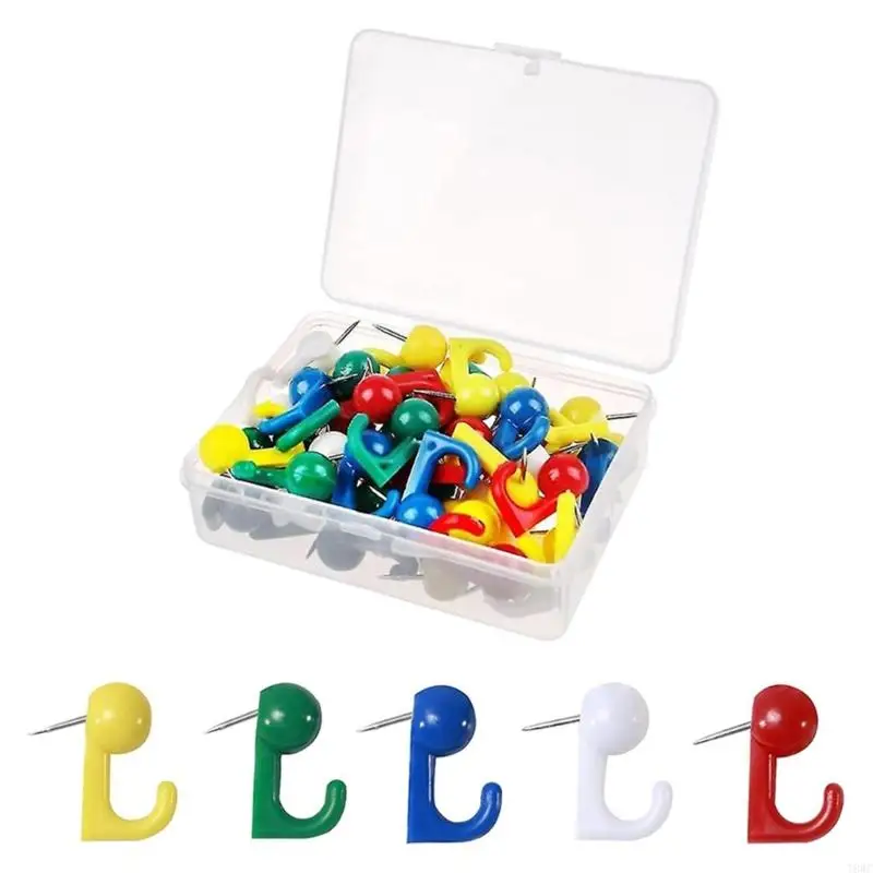 

T8WC 30/50 Pcs Thumb Tacks Push Pins Hooks Decorative Push Pins Office Supplies for Cork Board Bulletin Board Map Calendar