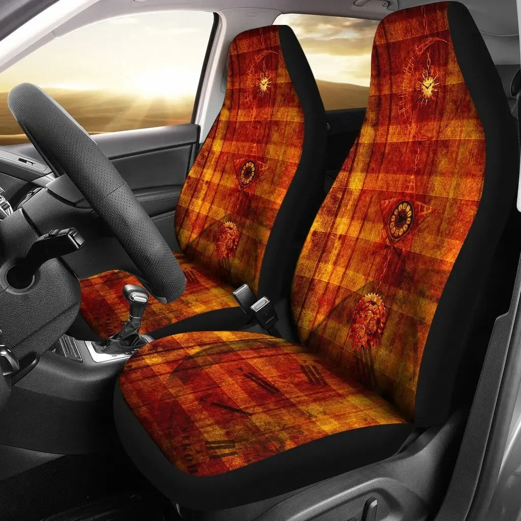 Steampunk Clock Seat Cover Car Seat Covers Set 2 Pc, Car Accessories Car Mats,Pack of 2 Universal Front Seat Protective Cover