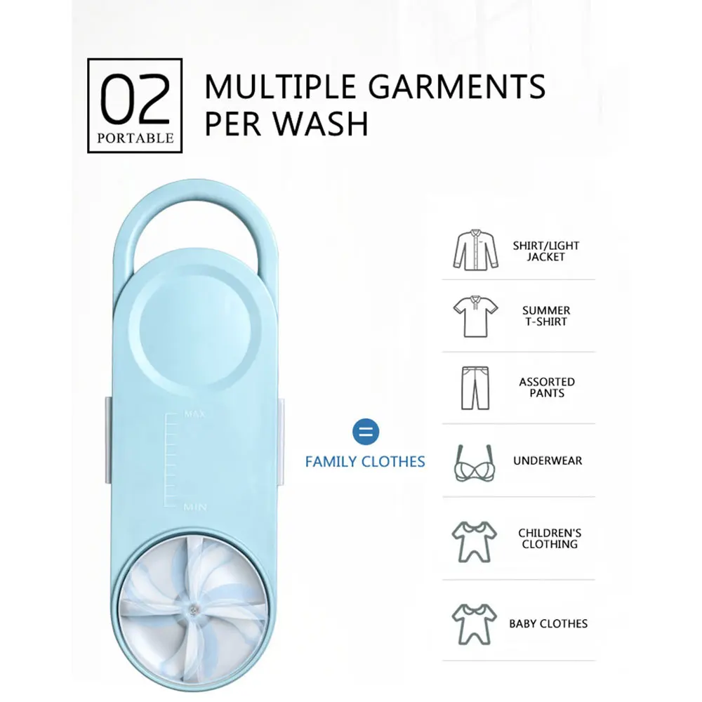 Rechargeable Washing Machine Turbo Dirt Washer Portable Travel Washer Bubble and Rotation