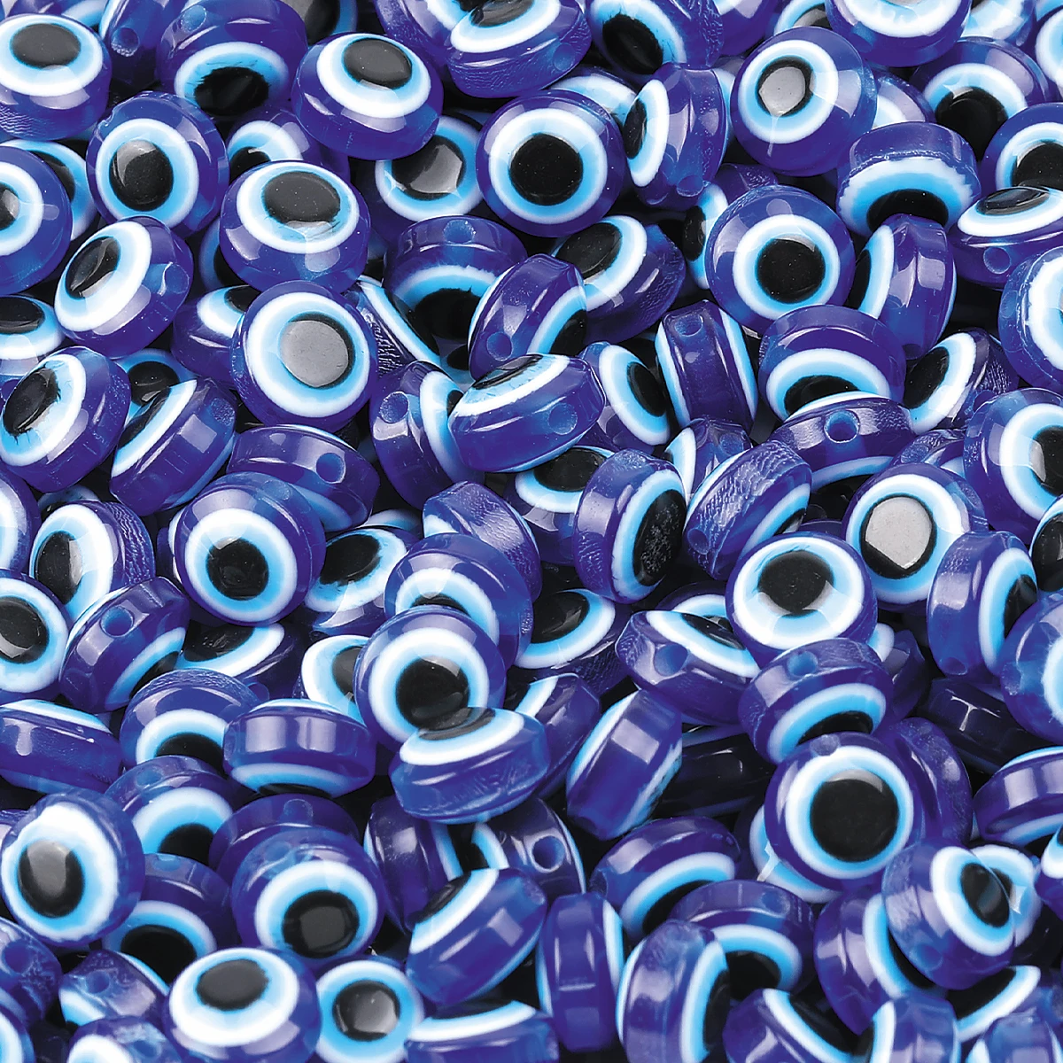 100pcs/200pcs/300pcs Sapphire Blue 6/8/10mm Turkish Evil Eye Beads Resin Flat Round Evil Eye Beads For Jewelry Making Loose