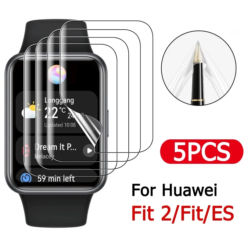 5-1pcs Full Screen Protector for Huawei Watch Fit 2 Fit ES TPU Soft Hydrogel HD Smart Watch Explosion Proof Protective Film