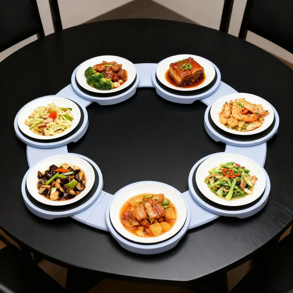 Modular Rotating Tray for Round Table – Non-Slip Heat-Resistant Turntable, Smooth Rolling System for Dinner, Parties, Holidays