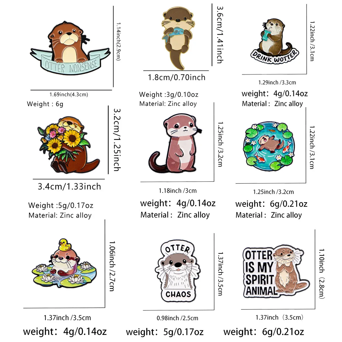 Mix 1-5pcs/set Lovable Brown Otter Enamel Pins Metal Brooch Backpack Hat Bag Collar Lapel Badges Fashion Jewelry Collection Gift