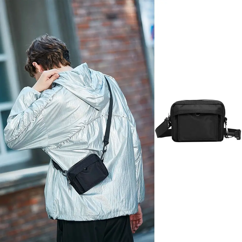 

Casual Black Shoulder Bag Nylon Japanese Style Crossbody Bag Mini Design Waterproof Mobile Bag Unisex
