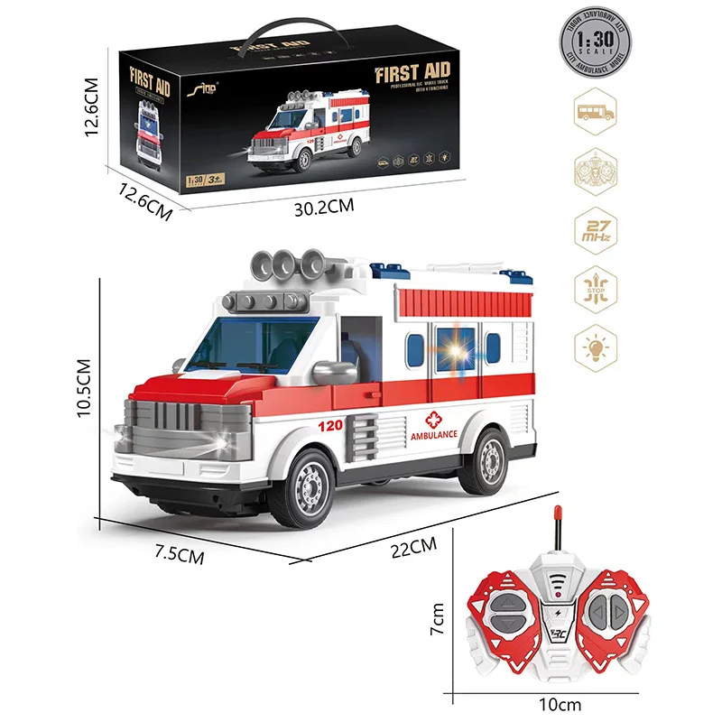 Remote control ambulance medical rescue car can open the door baby toy yellow school bus simulation model toy