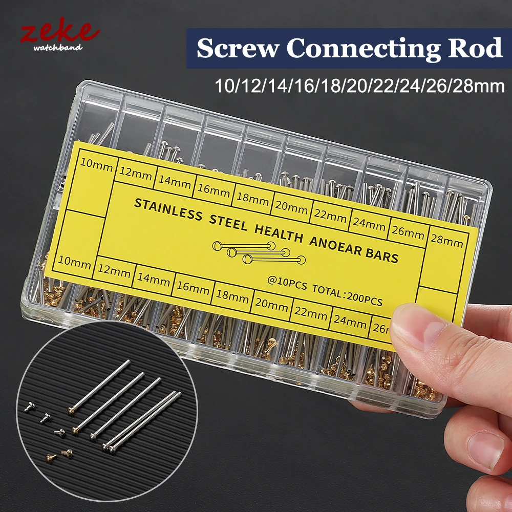 1,3 mm 200 teile/satz Uhr Schraube Rohr Stange Schraube-In Uhr Lug Stem Link Kit 10mm-28mm für Leder Armband Pin Verschluss Armband Reparatur