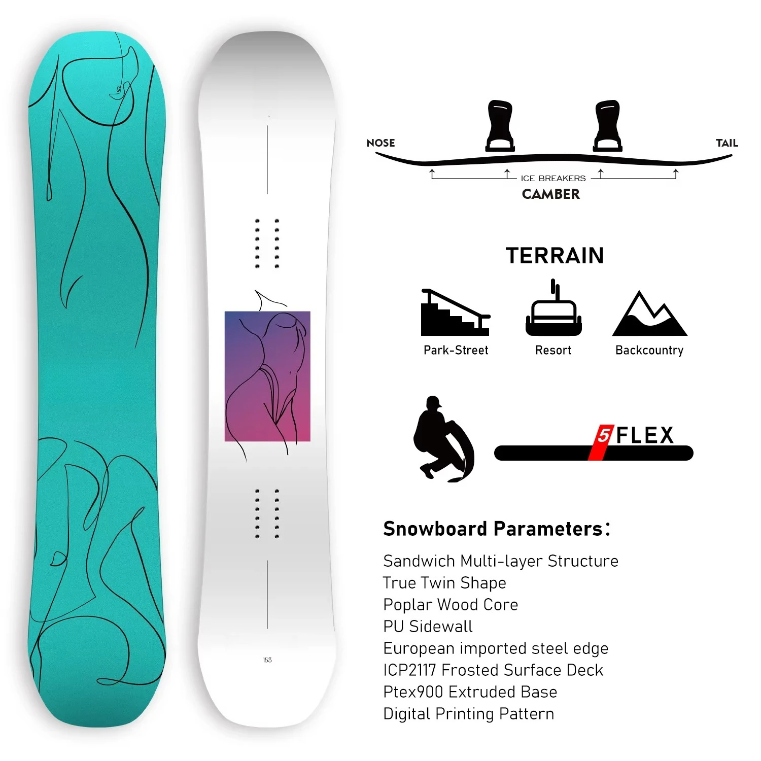 Set completo da snowboard con leganti e stivali