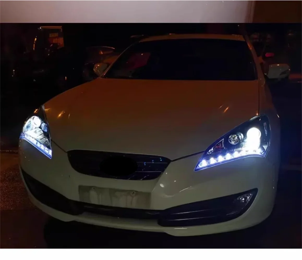 Led مجموعة مصابيح أمامية ل 09-11 هيونداي روينز كوبيه النهار تشغيل ضوء بدوره إشارة اكسسوارات السيارات 2 قطعة