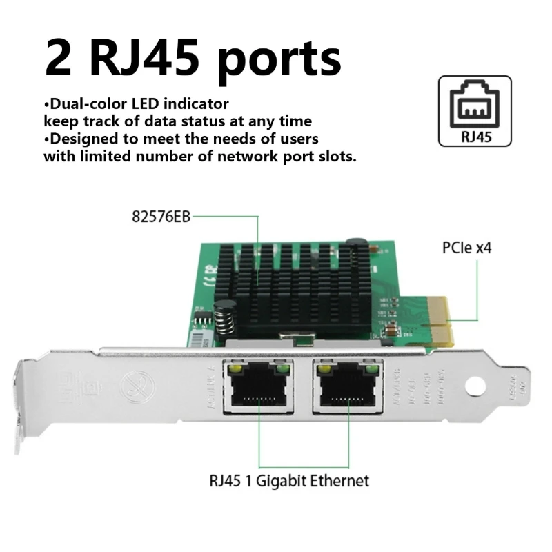 Twee Gigabit-poort PCIE 4X 1G Fiber Server Lan-netwerkkaart 82576 PCIE 2-poorts desktopserveradapter