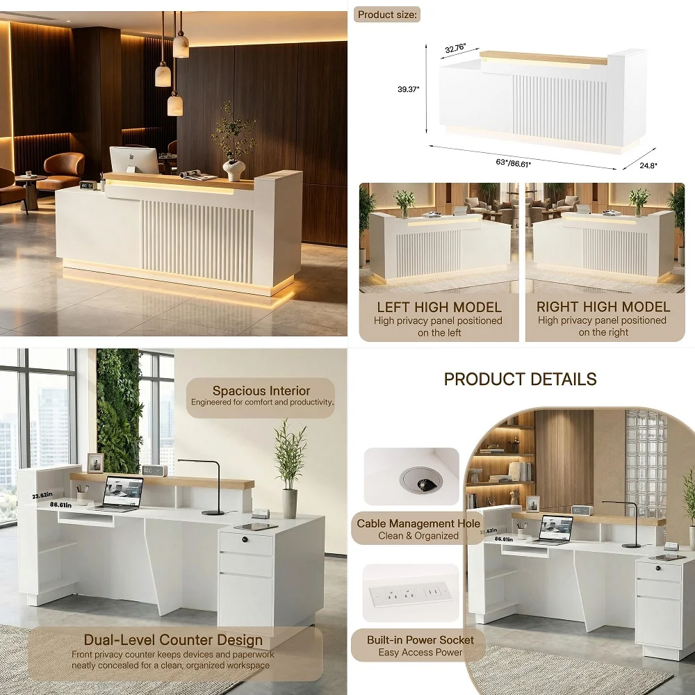 

ALE Valencia Series Reception Desk w Counter, 71w x 35 1 2d x 42 1 2h, Cherry