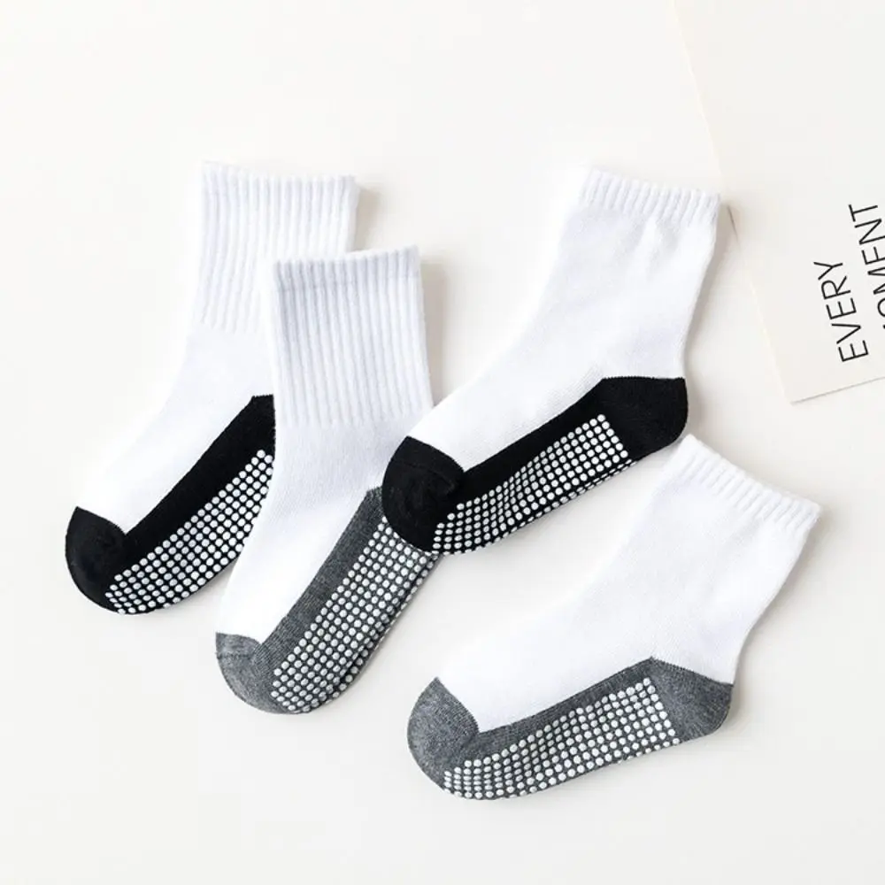 5 أزواج منتصف أنبوب الاطفال المضادة للانزلاق الجوارب عدم الانزلاق القابض الصلبة القطن الأطفال جوارب يمكن السير بها على الأرض لزجة تنفس #2