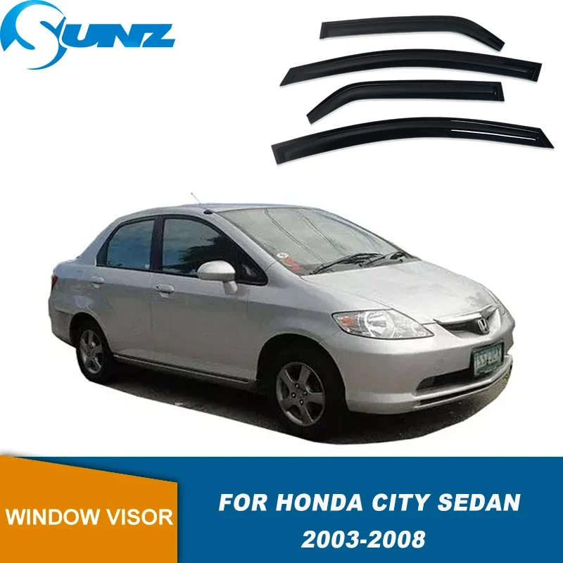Side Window Vent Visor For Honda City 4 Fit Aria Sedan  2003 2004 2005 2006 2007 2008 Sun Rain Deflector Guard Weathershields