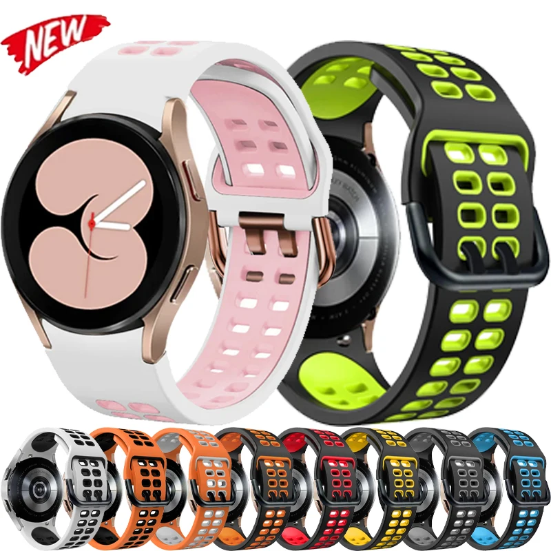 No Gap Silicone Strap For Samsung Galaxy Watch 7/6/5/4 44mm 40mm Reverse Double Buckle Two-Color Wristband Watch 5 Pro 45mm Belt