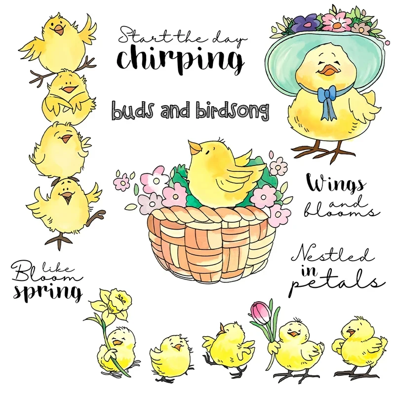 

Spring Cute Chicken Cutting Dies Clear Stamp DIY Scrapbooking Metal Dies Silicone Stamp For Card Albums Crafts Decor