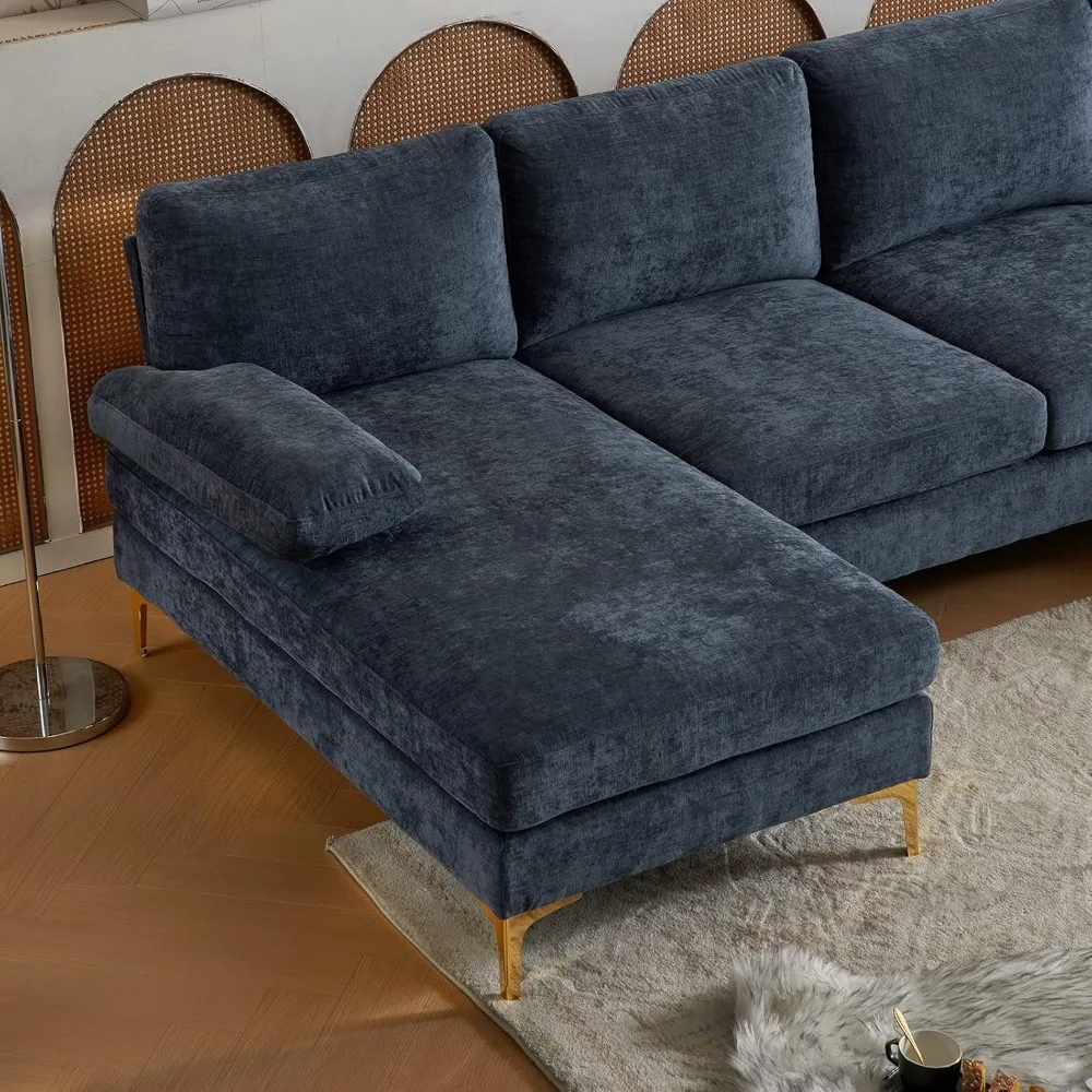 Sofa Sofa Bersekat Bentuk U 111 "Sofa 4 Dudukan Modern dengan Kursi Sofa Dapat Dikonversi Berlapis Kain Korduroi dengan Wo