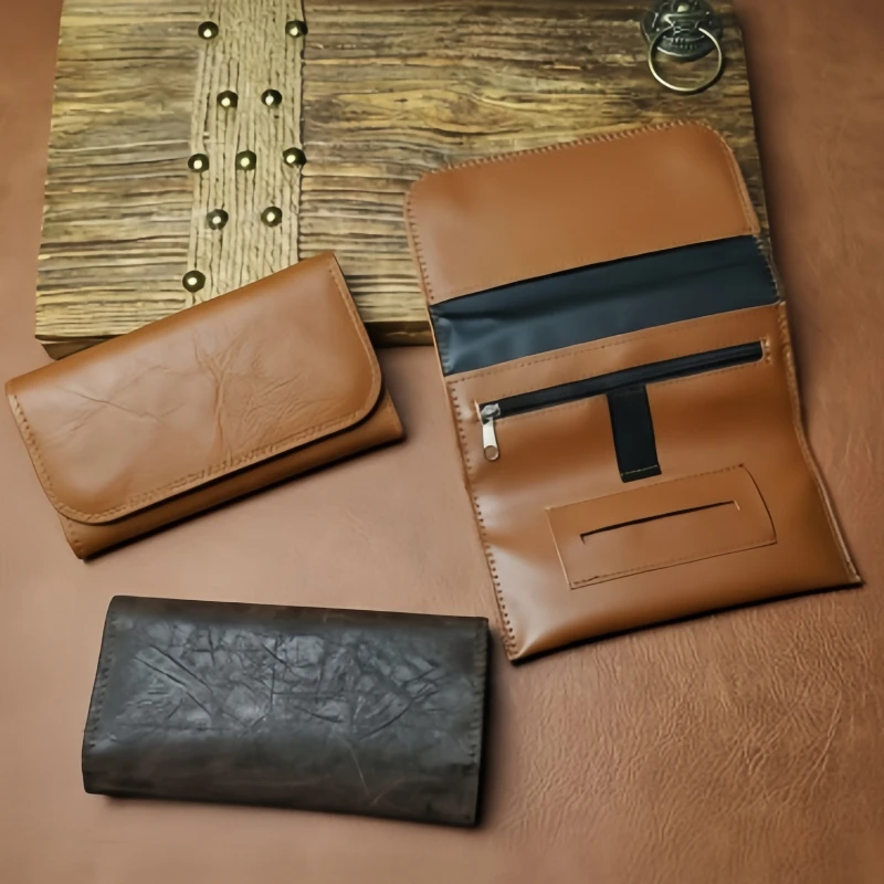 Imitation Leather Compact Size Tobacco Bag Magnetic Button Portable Storage Home Travel Smoking Lovers Trendy Minimalist