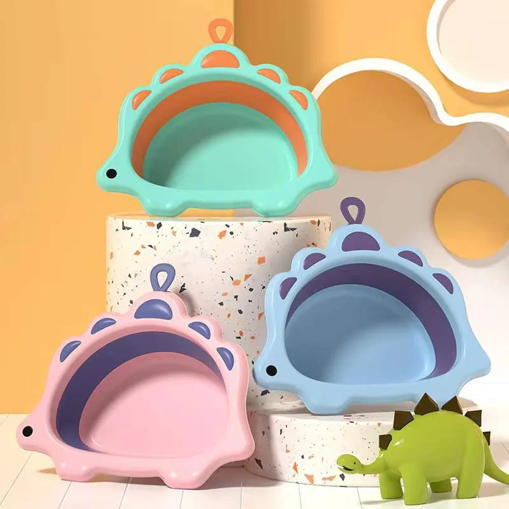 Lavabo de lavandería plegable de dinosaurio para niños, lavabo de viaje de plástico, seguro, duradero, suministros para el hogar, nuevo