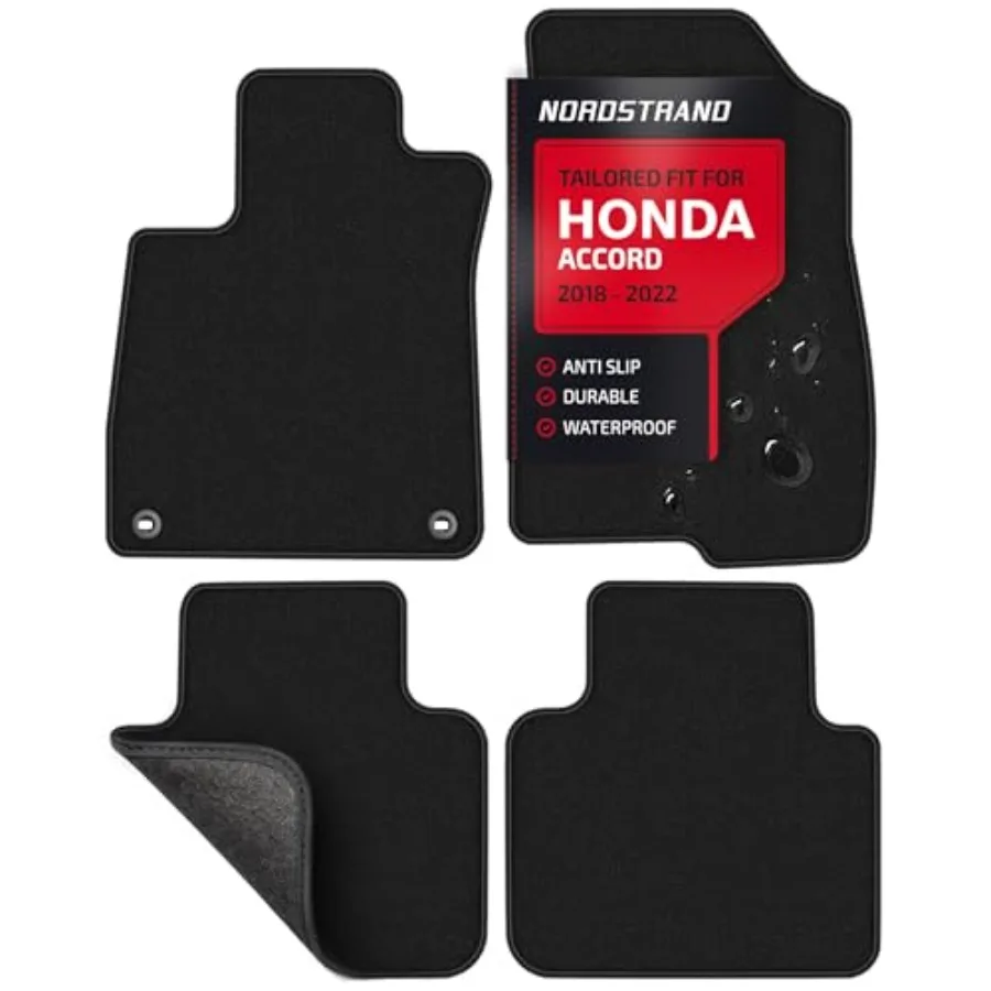 

Floor Mats for Honda Accord 2018 2019 2020 2021 2022 Sedan 10 - Custom 3D Fit - 1st and 2nd Row Set of 4 - Waterproof Anti-Slip