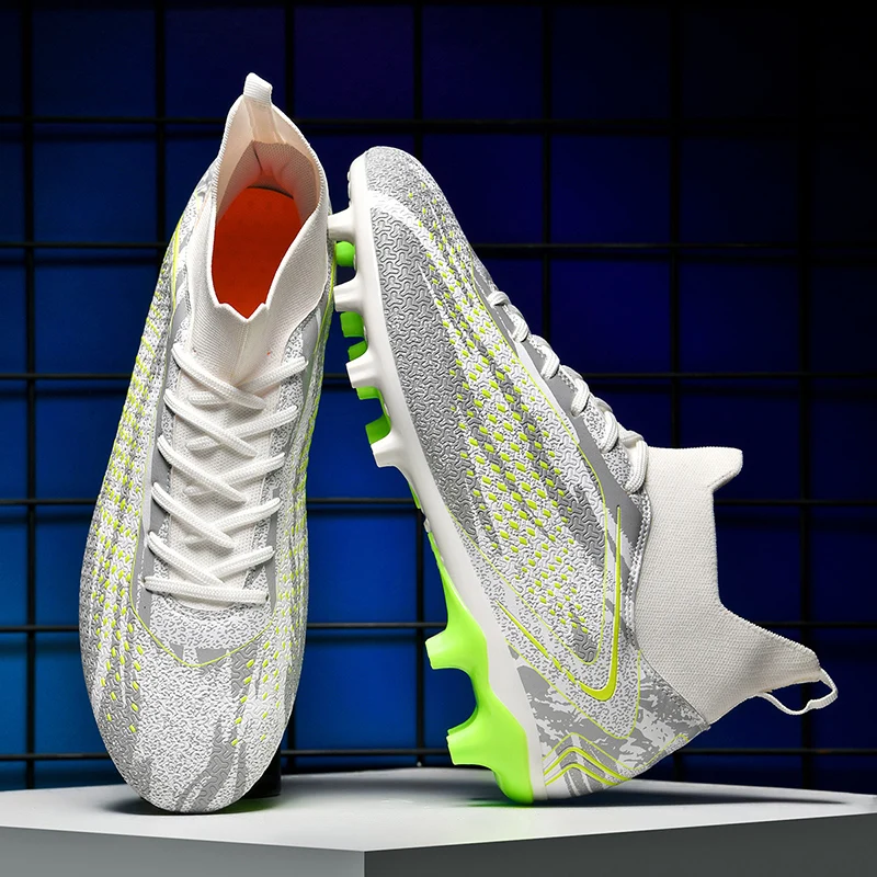 Unisex FG Cleats Training Athletic Non-Slip Long Studs High-Top Football Soccer Shoes for Youth