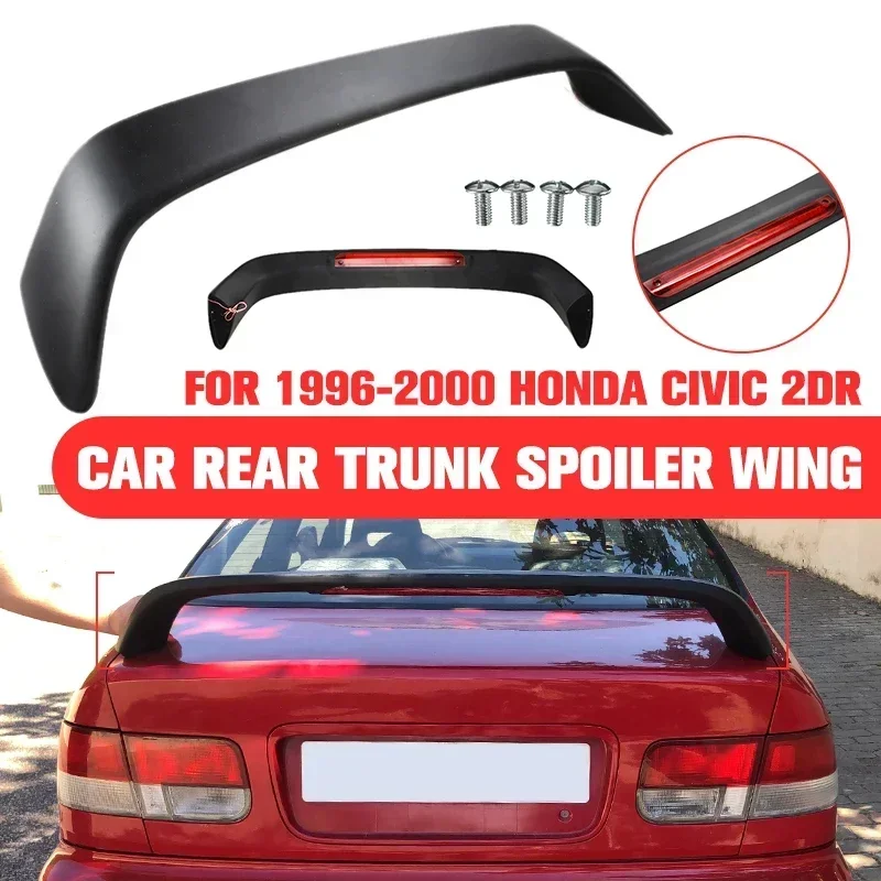 RMAUTO Car Rear Trunk Spoiler with LED Brake Light Lamp For Honda Civic 2DR 1996-2000 Rear Spoiler Wing Exterior Parts Body Kit