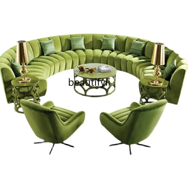 American Arc Semicircle Fan-Shaped round Combination Sofa Large Apartment Shopping Mall Villa