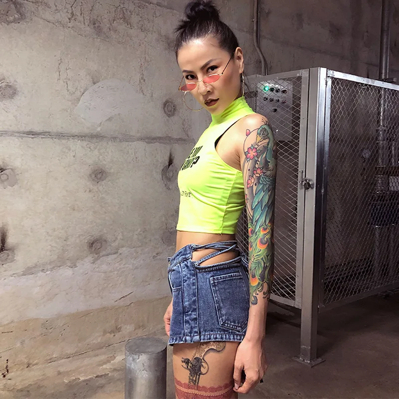 

Spring slim-fit denim hot pants personalized super fire high waist hollow strap shorts trendy fashion simple luxury temperament