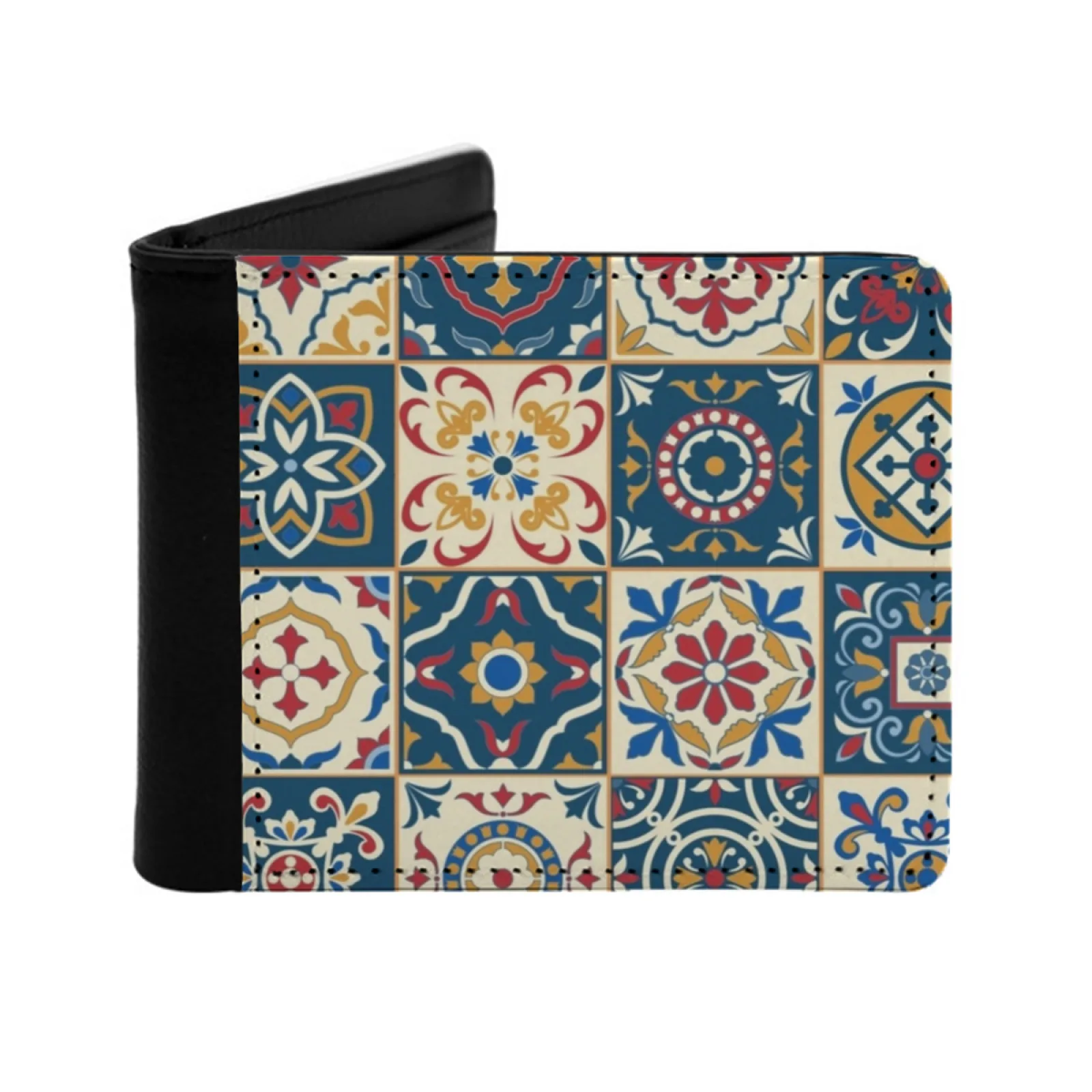 

Moroccan Tiles Pattern Men's Wallet Pu Leather Wallet Multifunction Credit Card Purse Moroccan Tiles Pattern Morocco Winter