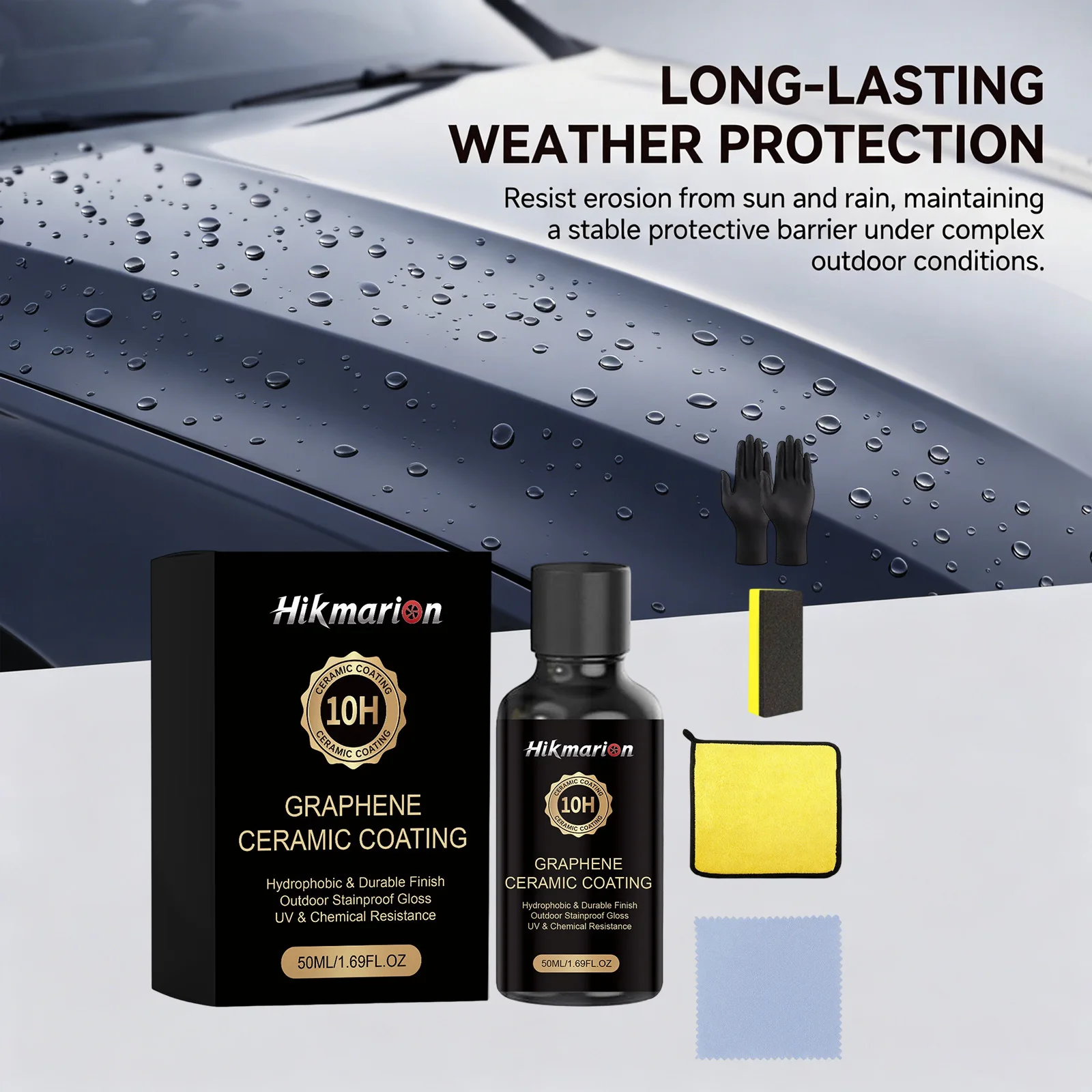 Professional Graphene Nano Ceramic Coating Kit 10+ Years Protection Self-Healing Hydrophobic Car Detail Paint Sealant Polish Set