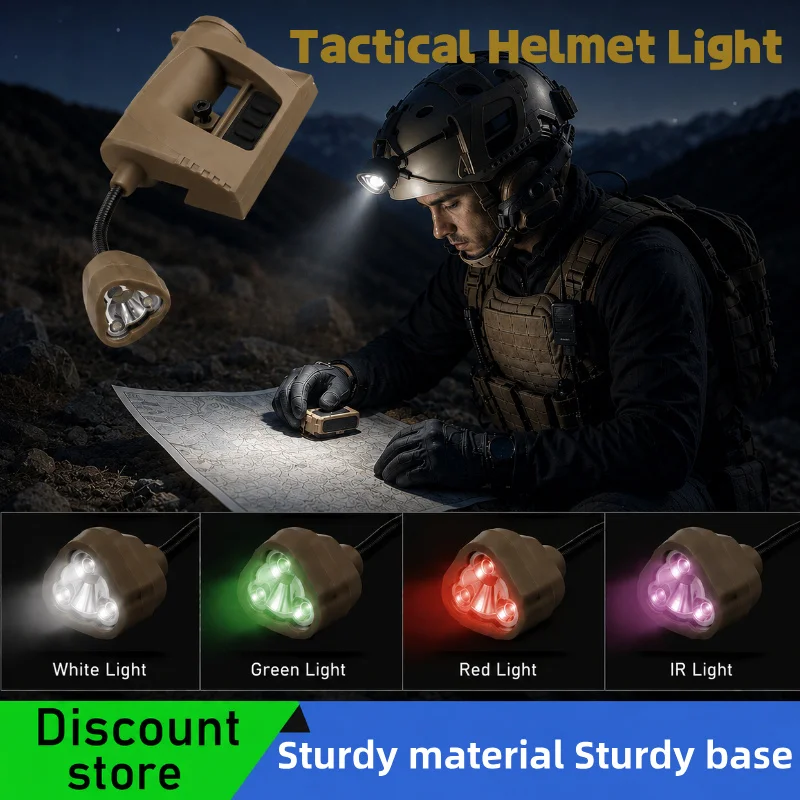 4-Mode MPLS CHARGE Helmet Flashlight – Green/Red/IR Laser & White Light, LED Tactical Headlamp for Hunting, Camping, Airsoft