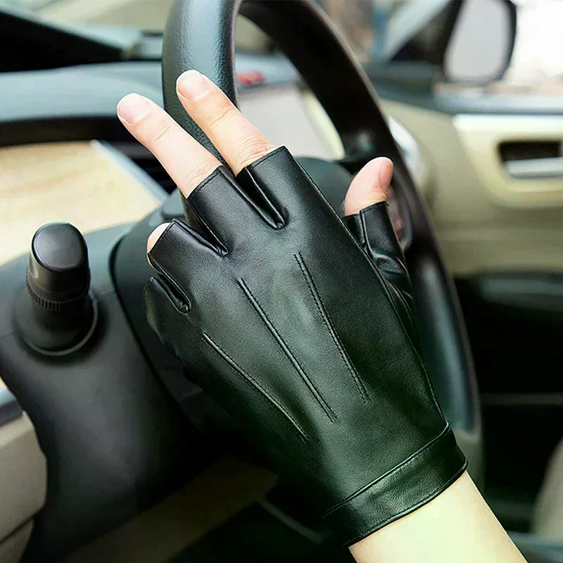 ถุงมือผู้ชายแบบไม่มีนิ้ว ถุงมื - Leather Driving Glove บทวิจารณ์และราคา