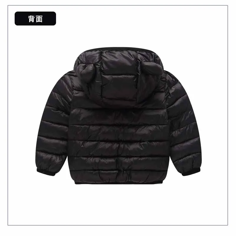 Boys Light Down Coat Girls Baby Warm Solid Color Hooded Jacket Autumn Winter New Children\'s Casual Fashion Outerwear 12M-5 Years