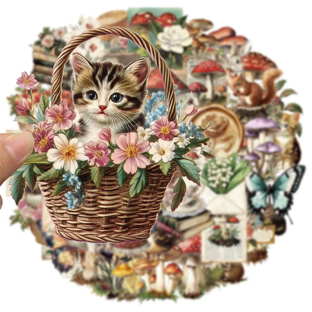 50PCS Retro Mushroom Graffiti Stickers Handmade Account DIY Luggage Notebook Motorcycle PET Waterproof Stickers