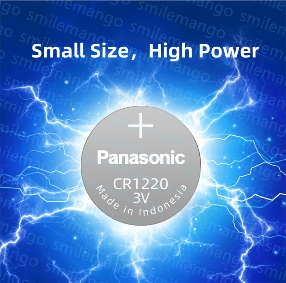 Panasonic 3V Lithium Button Baterias, CR1220, ECR1220, DLCR1220, Cell Coin, Relógio, Brinquedo eletrônico, Calculadoras, 2pcs, 50pcs