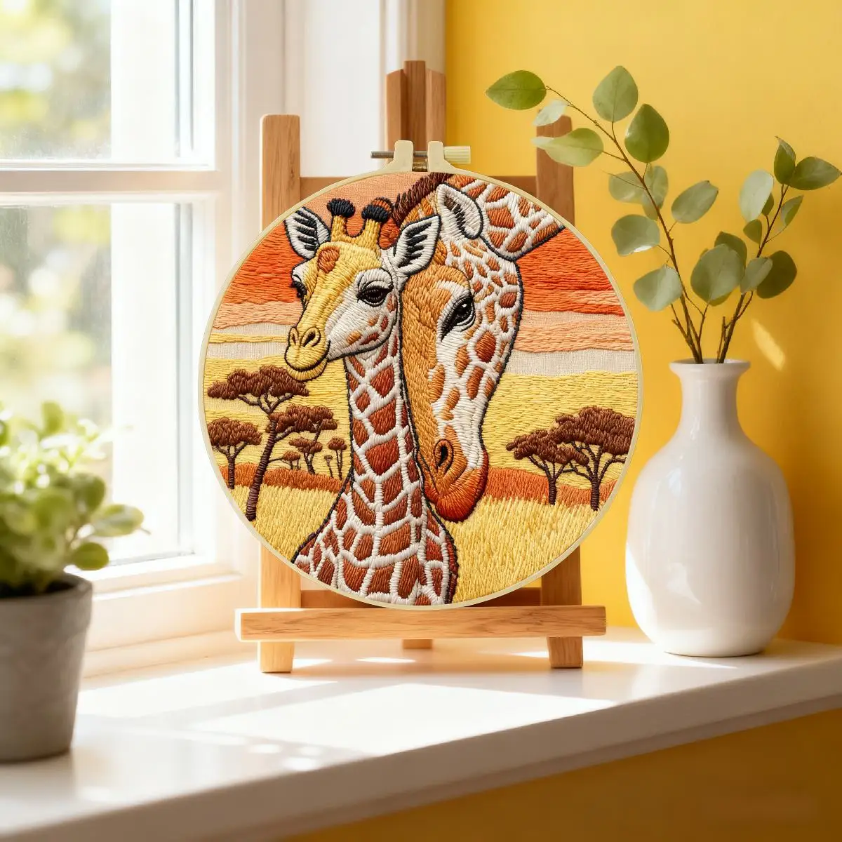 1 Stück 20X20CM/15X15CM 7,87/6,3 Zoll Giraffen-Stickerei-Starter-Kit DIY-Kit DIY-Stickerei-Set Handarbeiten Malerei – Detail 1