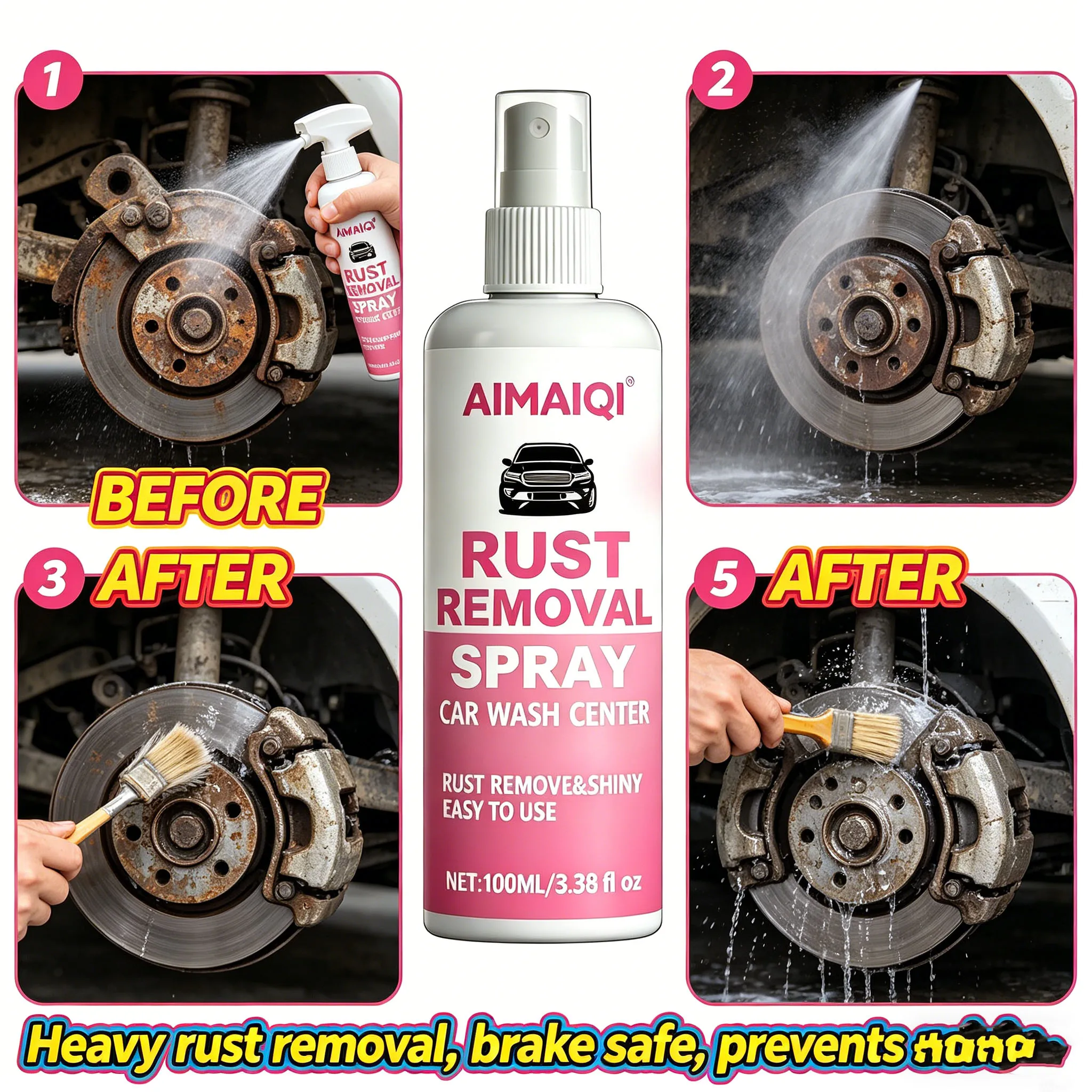 Instant Car Rust Remover Spray, Multi-Use Rust Cleaner & Rust Inhibitor for All Metal Surfaces