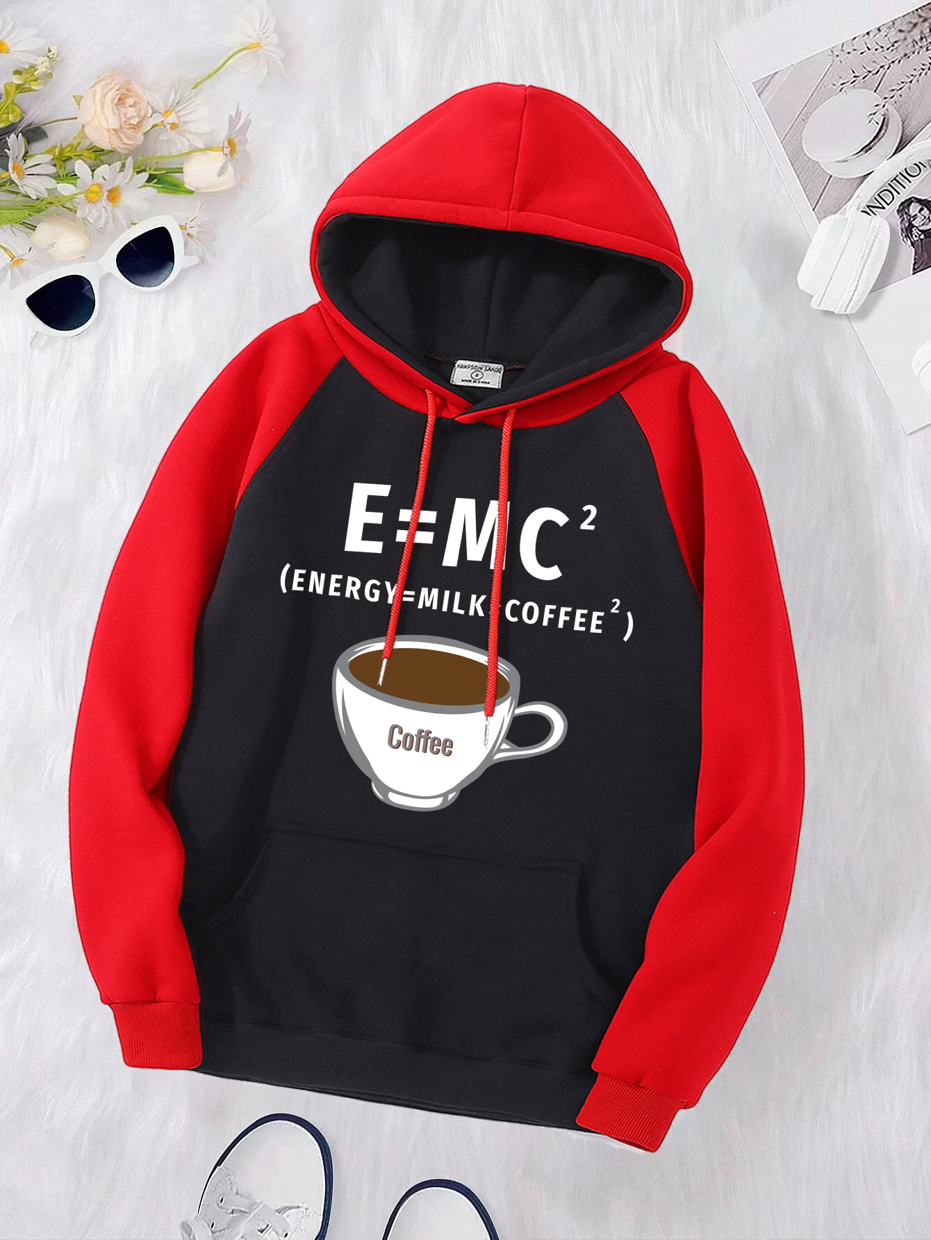 Sweats à capuche Leurs lan multicolores pour femmes, sweat à capuche Smile, pulls de poche assortis, dimension ey = Milk X Coffee, automne, Y2K