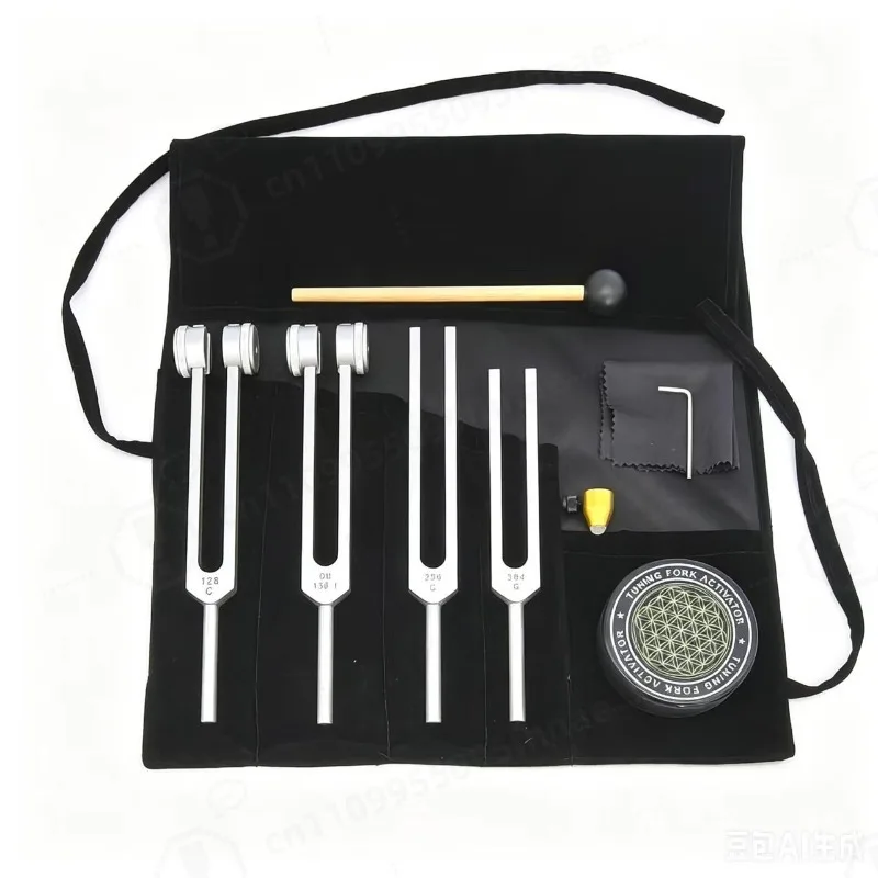 Aluminum Alloy Tuning Fork Set 128C OM136.1 256C 384G with Activator Block Sound Healing Meditation Accessory