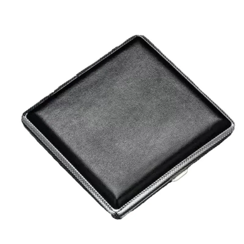 20 Sticks Cigarette Holder Fashion Double Layer Pipe Creative Personality Cigaret Case Metal Cigarette Box Gifts Black Color