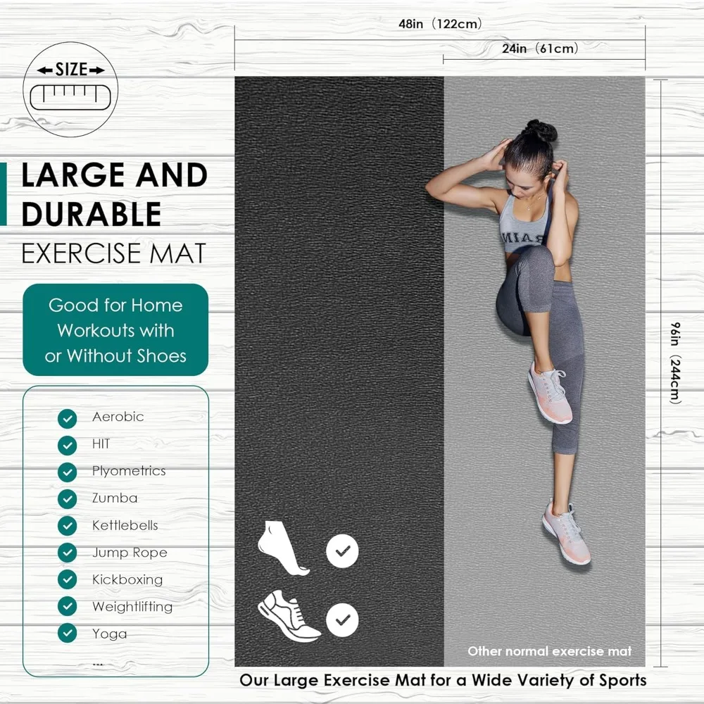 حصيرة تمرين كبيرة جدًا 8x6/8x4/6x4 عالية الكثافة غير قابلة للانزلاق أرضيات للتمرين للمنزل وصالة الألعاب الرياضية وقلب MMA HIIT #3