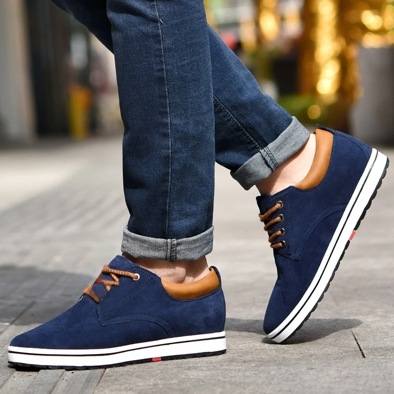 Booster Shoes Lift Men  Elevator Sneakers Height Increase  Insole 6CM  Sport Black Blue Brown