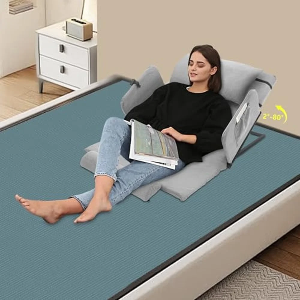 661.39 lbs Capacity Electric Lift Backrest Bed 2 80° Adjustable Back Rest for Sitting with Guardrail & Foot Pad Remote